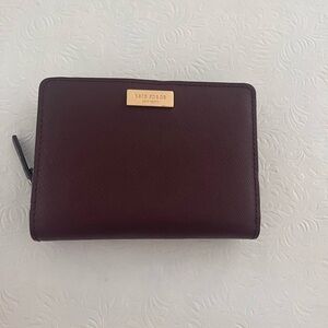 Kate Spade Deep Red Wallet with Gold Accent